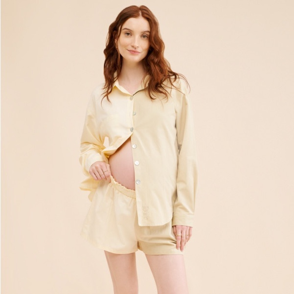 NWT Waverles Maternity Two Tone Poplin Short Set